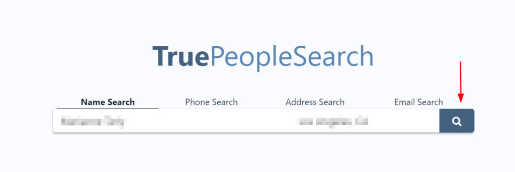 Screenshot of the search you need to make on TruePeopleSearch for opt out 
