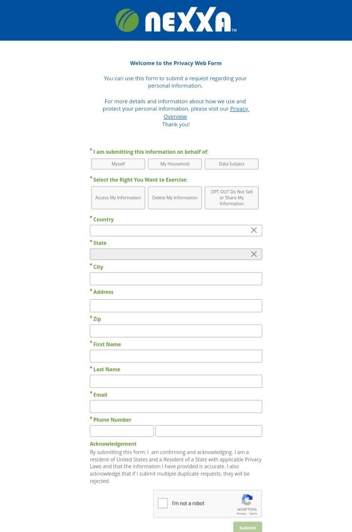 Nexxa opt out form