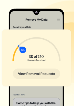 Screenshot of number of data removal requests sent from the PurePrivacy app to the data brokers