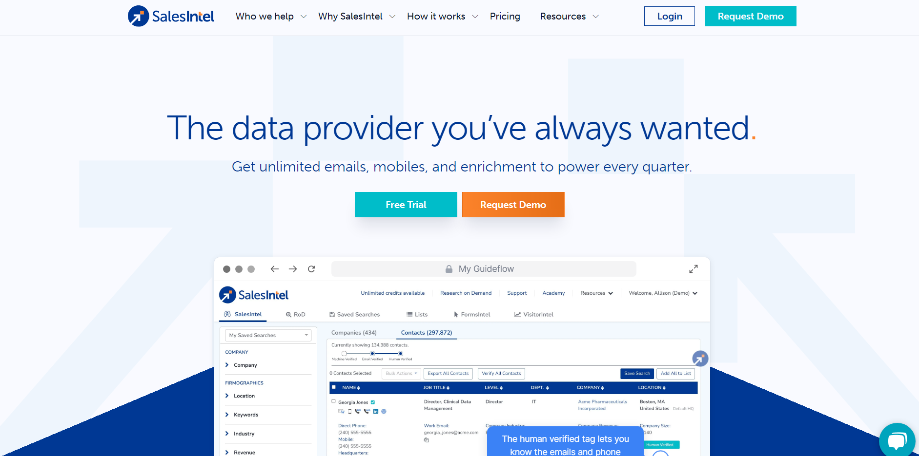 SalesIntel Homepage