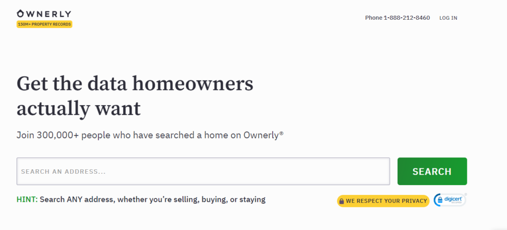 Screenshot of Ownerly's homepage