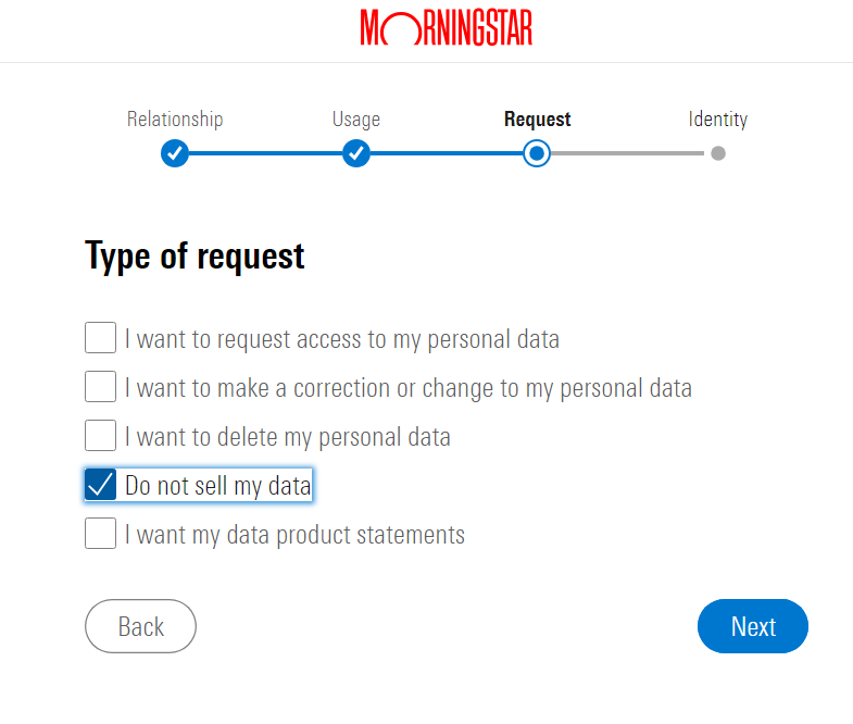 Type of request at pitchbook form