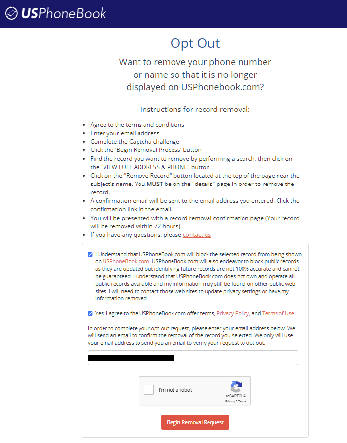 us phone book opt out form