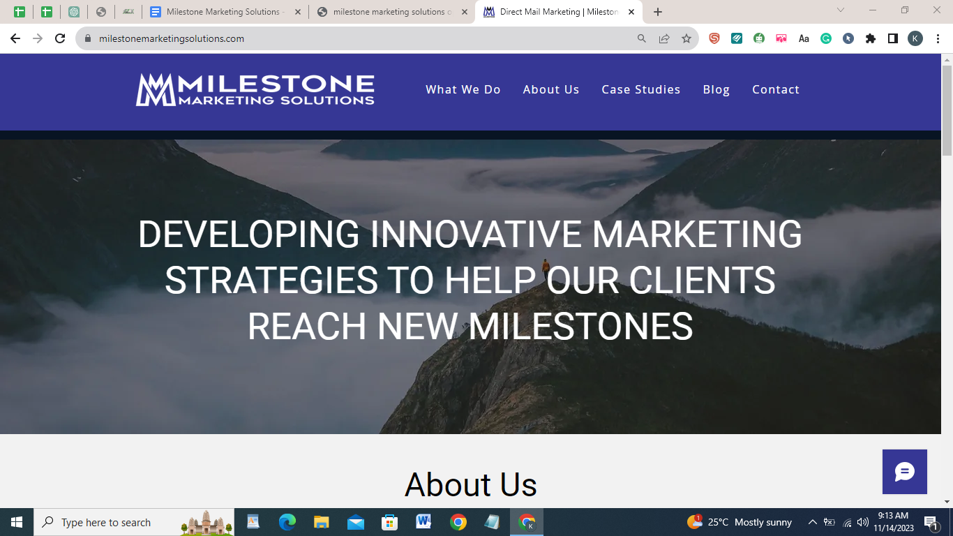 Milestone Marketing Solution Homepage