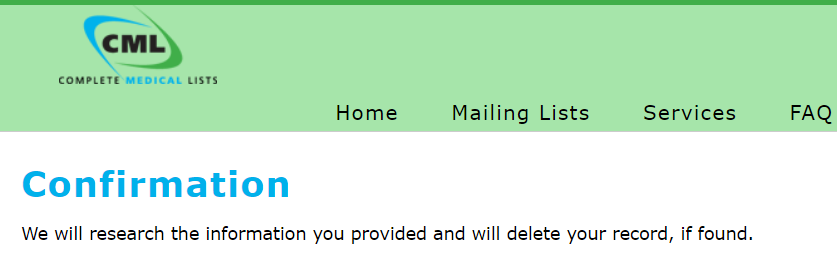 opt out confirmation Complete medical list