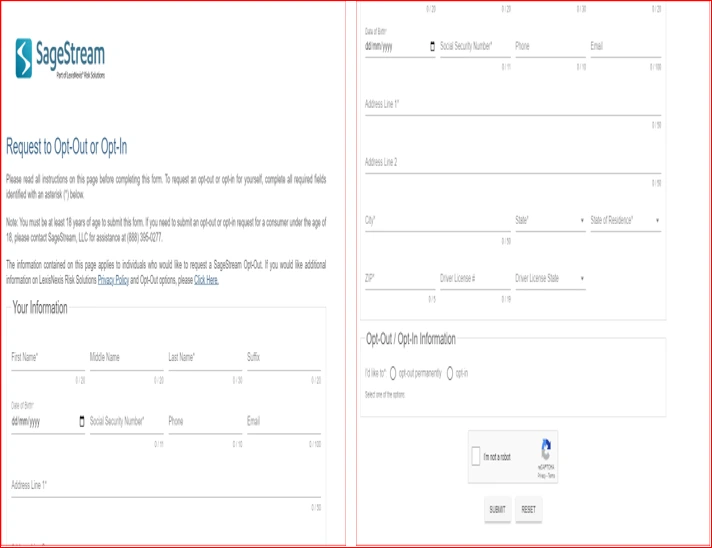 Sagestream opt out form