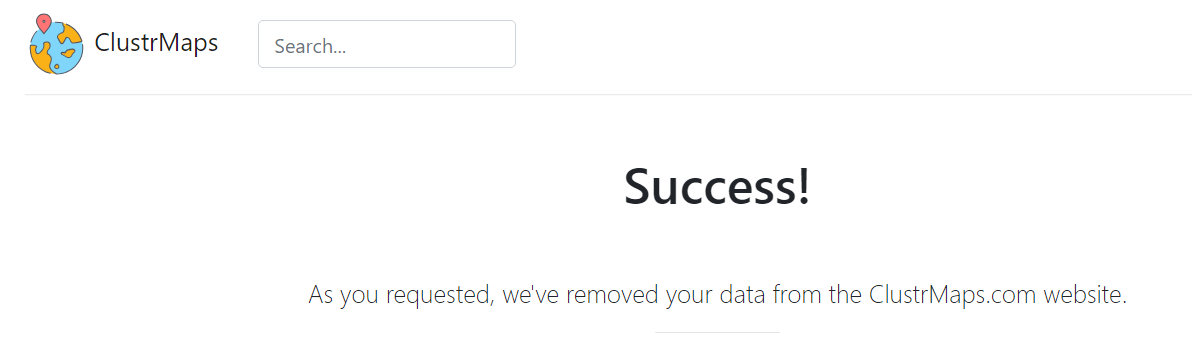 Data remove request successful from clustrmaps