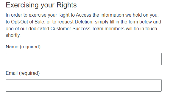 Screenshot of Dice's opt out form