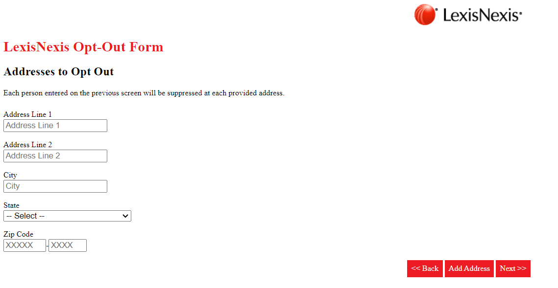 Enter address on lexisnexis