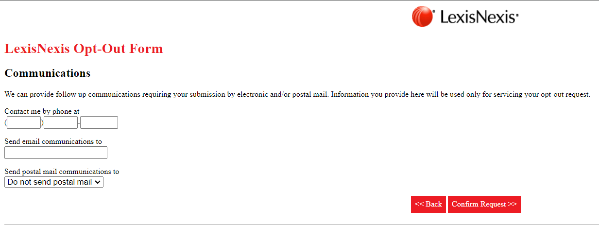 add communication method for lexisnexis opt out