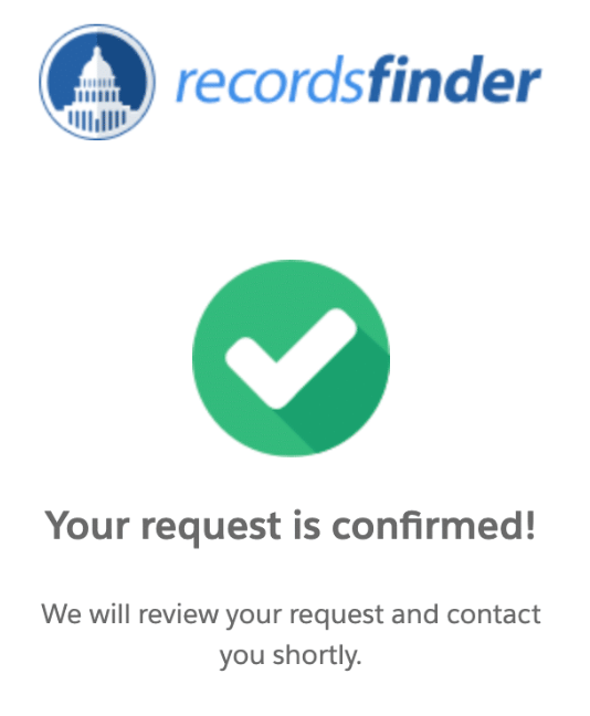 confirmation of your choice to opt-out from recordsfinder