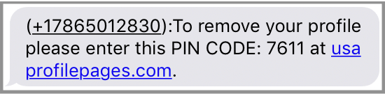 confirmation pin code from usa profile pages