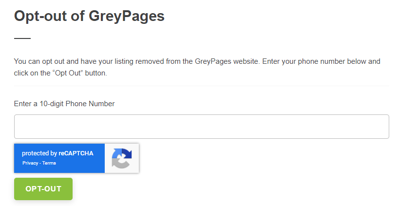 GreyPages Opt Out Form