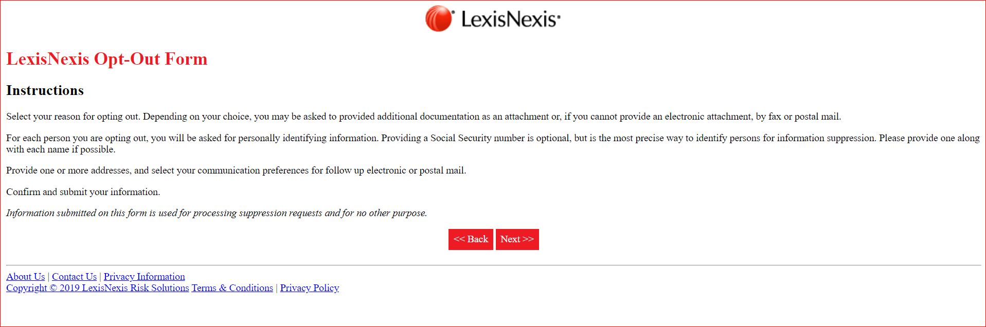 Lexis Nexis Opt Out Instructions