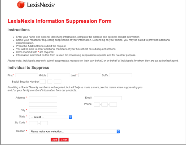 opt out of peoplewise through lexisnexis