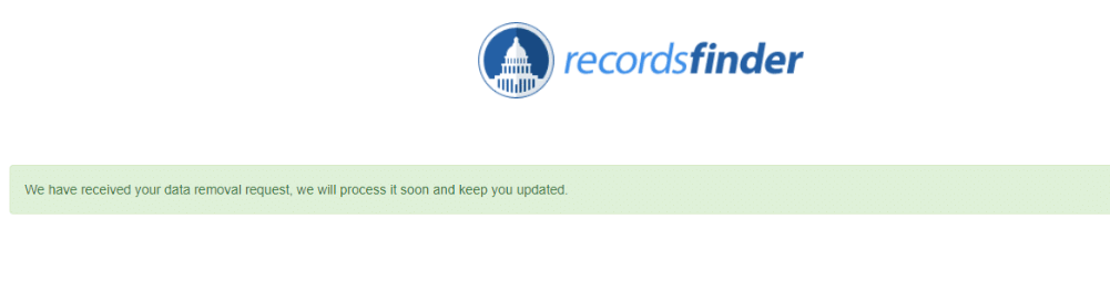 opt out request received on recordsfinder