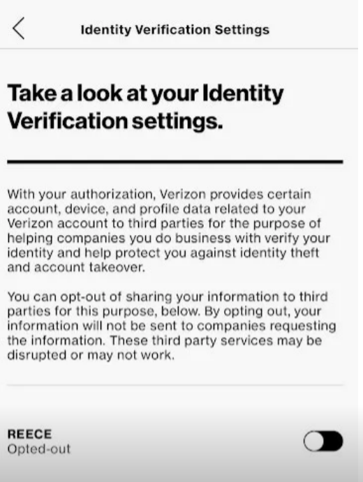 opted out verizon custom experience