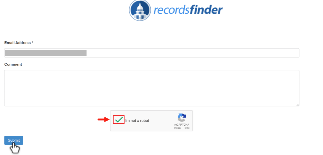 submit opt out form from recordsfinder