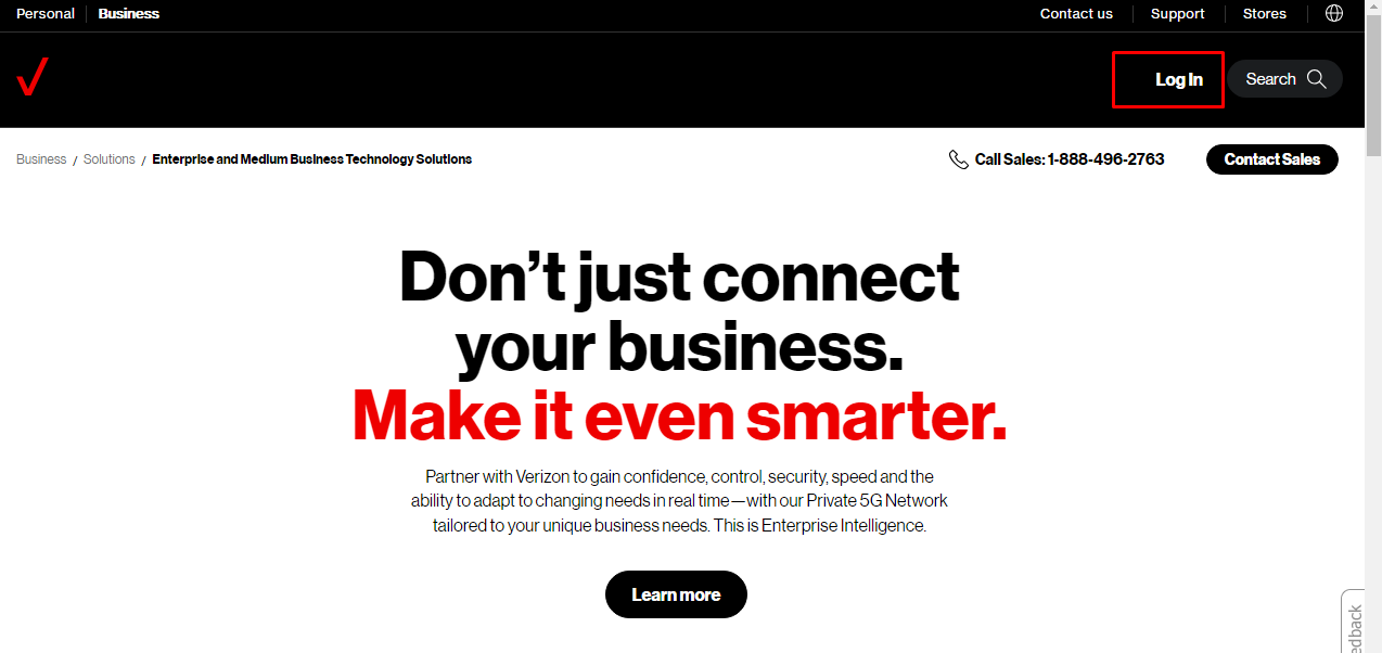 Verizon custom experience homepage