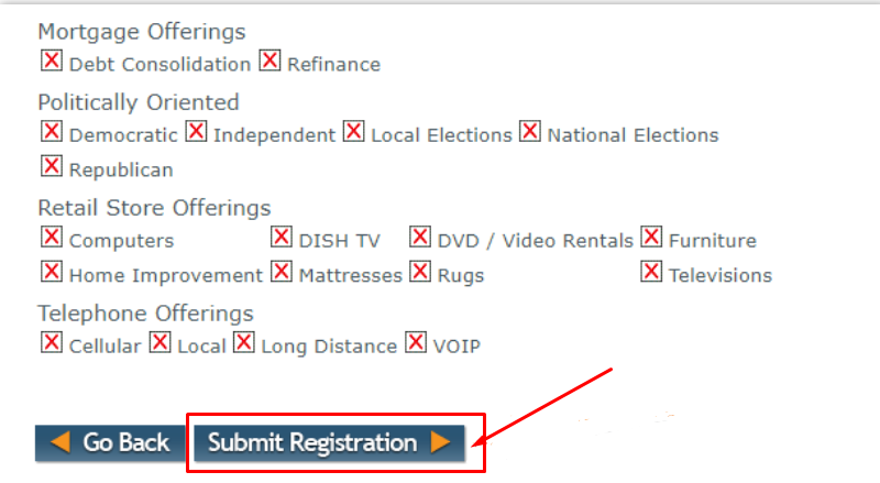 Click on the ‘Submit Registration’ button