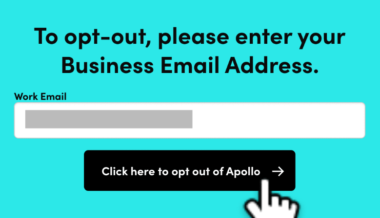 enter email to start opt out from apollo io