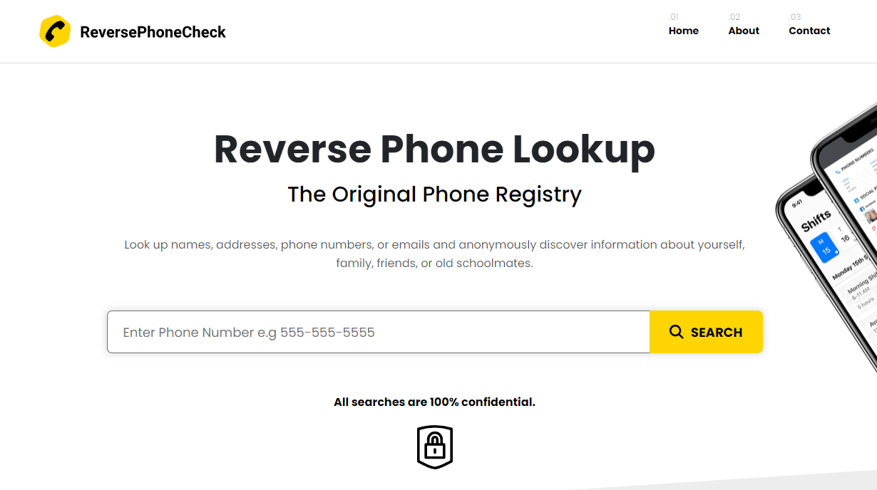 reverse phone check homepage