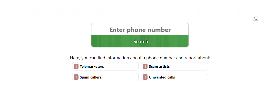 search for number informations on findwhocallsyou