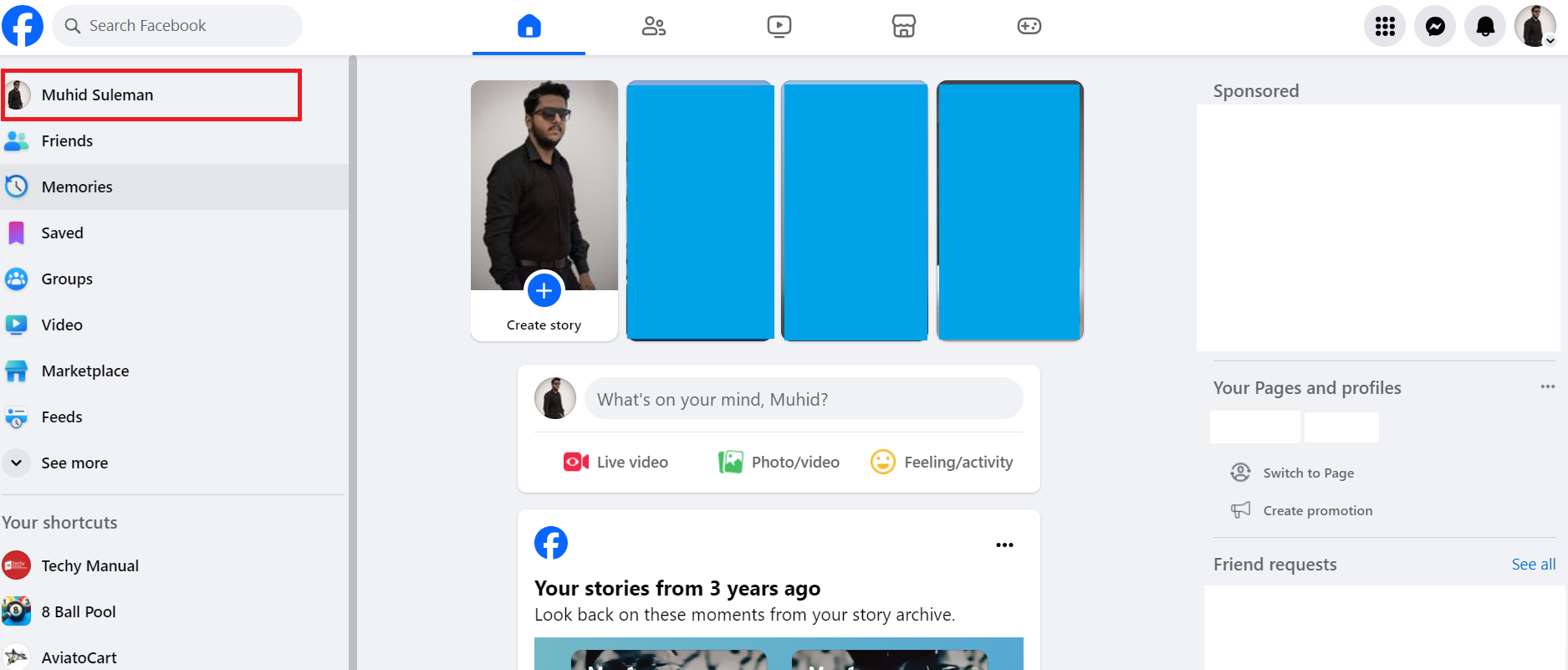 Navigate to facebook profile