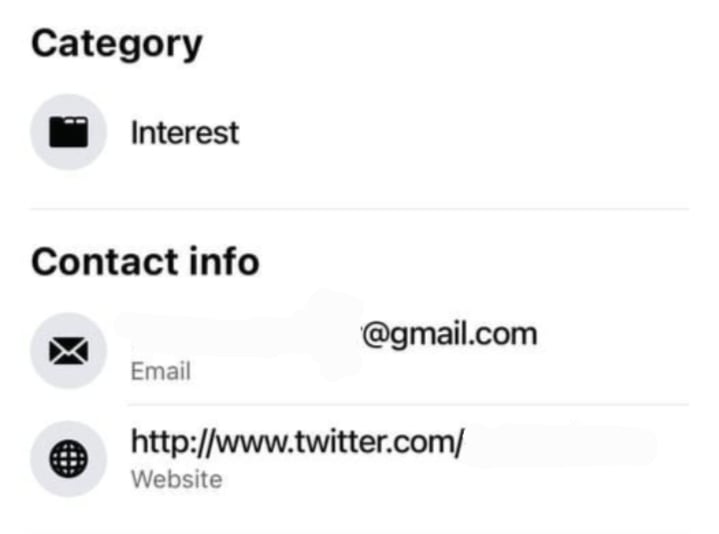 Screenshot of Contact Info in Facebook's About section