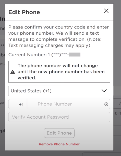 Edit phone number on roblox