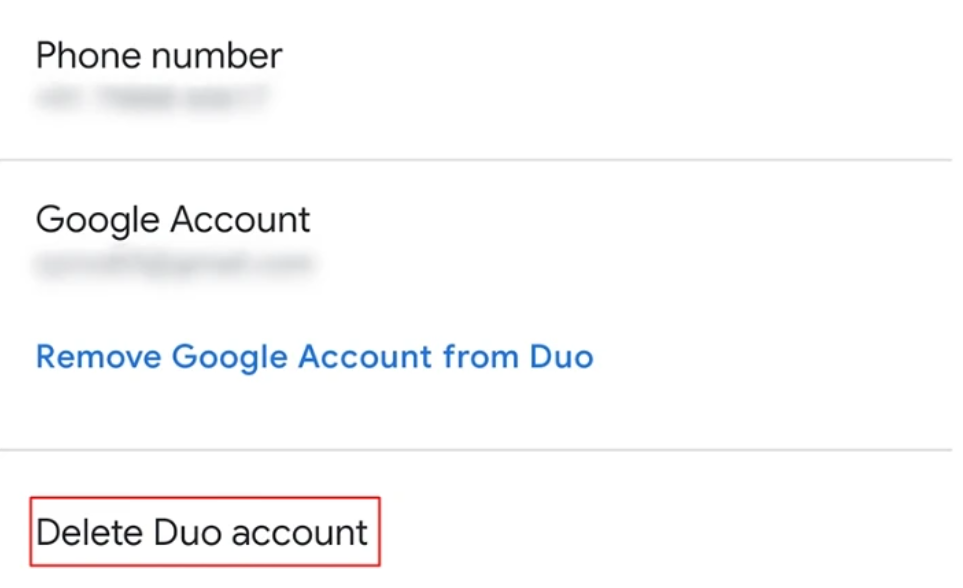 navigate to duo delete account