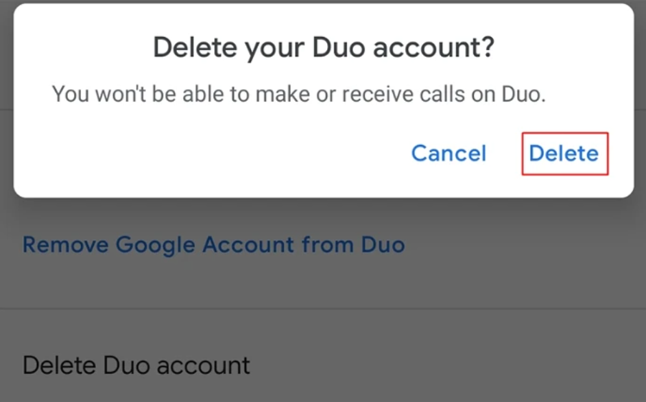 start deleting duo account
