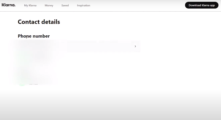 go to klarna phone number settings