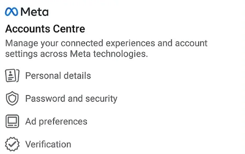 navigate to meta account centre