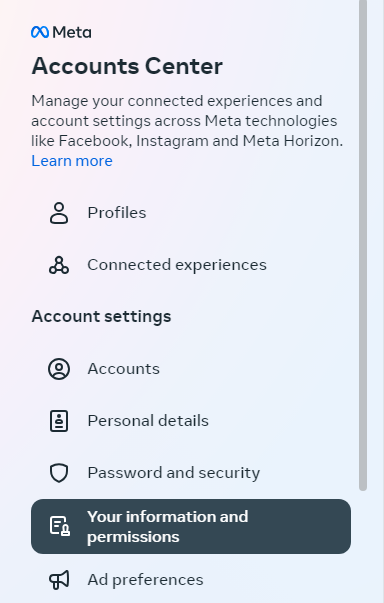 navigate to facebook account settings