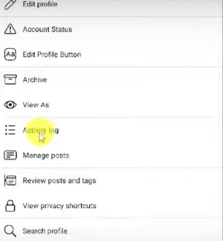 activity log on facebook