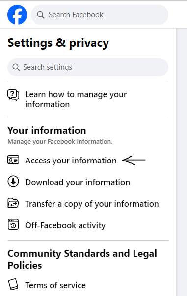 access your information on facebook