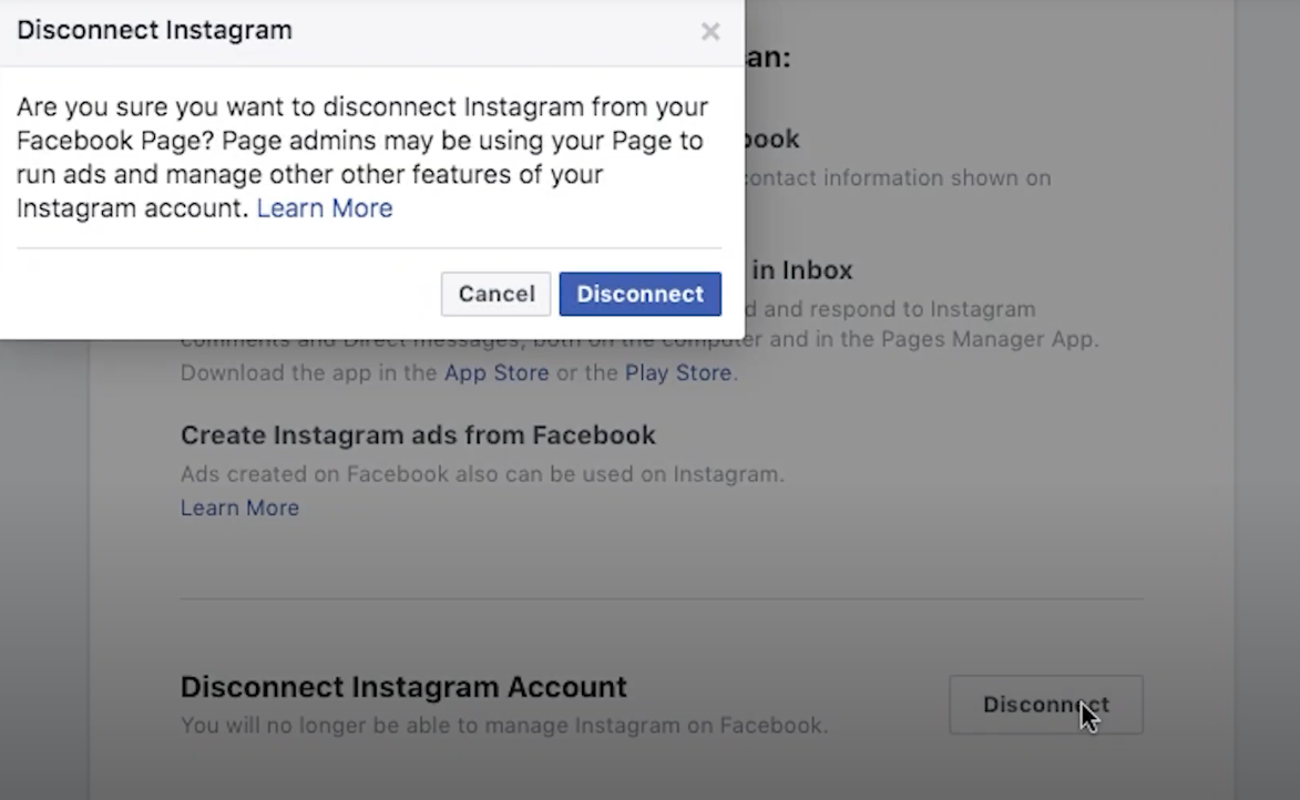 Disconnect Instagram