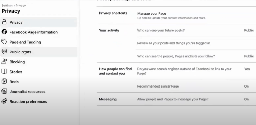 navigate to facebook public post option