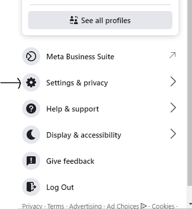 navigate to facebook account settings