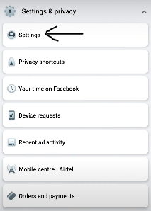 Navigate to facebook settings
