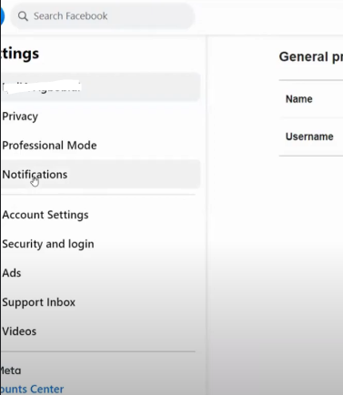 navigate to notification settings area of facebook