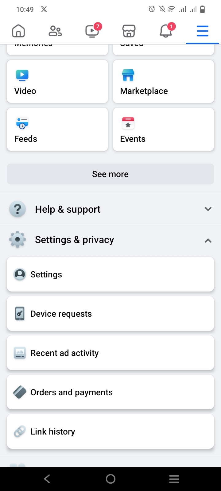 facebook settings