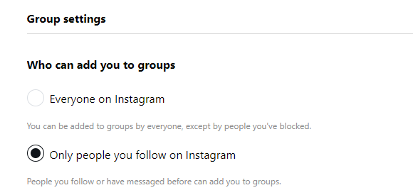 Group settings on instagram
