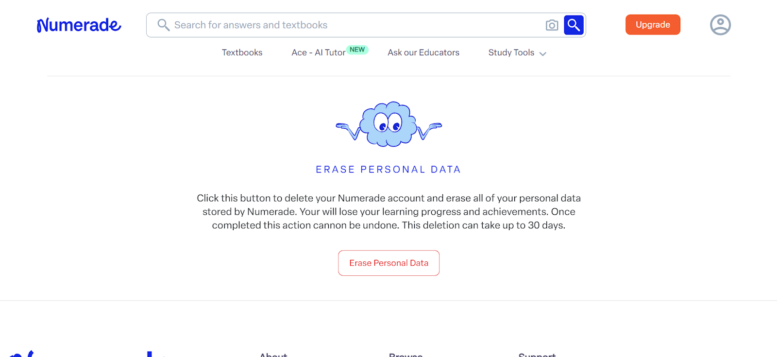 erase personal info from numerade