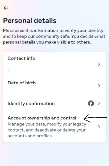 Navigate to meta ownership and control option