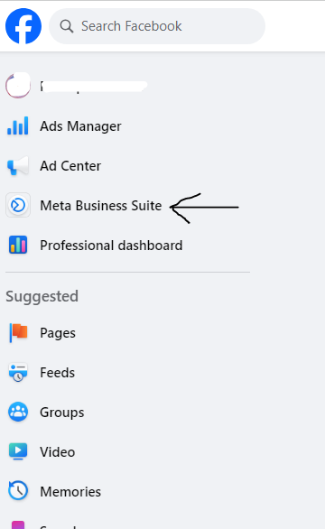 Navigate to meta business suite