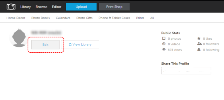 edit profile on photo bucket