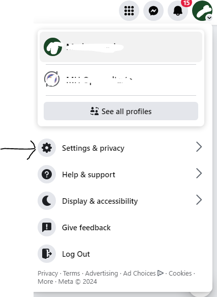 Navigate to facebook profile settings and privacy