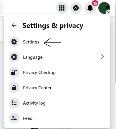 Navigate to facebook account setting option